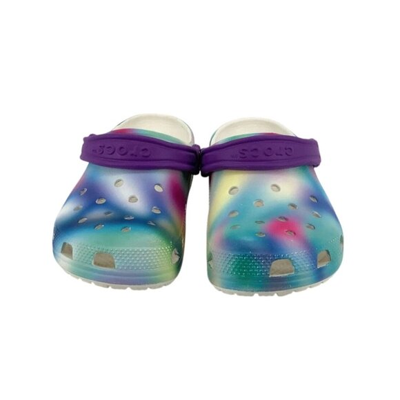 Colorful Crocs Kids Classic Clogs With Purple Strap Junior Size 4 - Picture 1 of 7